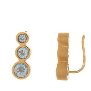 DEAN DAVIDSON 22K Gold Plated‎ Manhattan Blue Topaz Ear Crawler Earrings, NWT